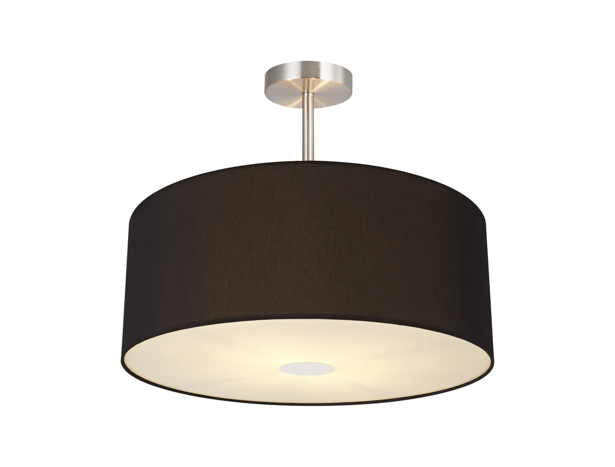 Baymont 50cm Semi Flush 3 Light Satin Nickel, Midnight Black/Green Olive, Frosted Diffuser
